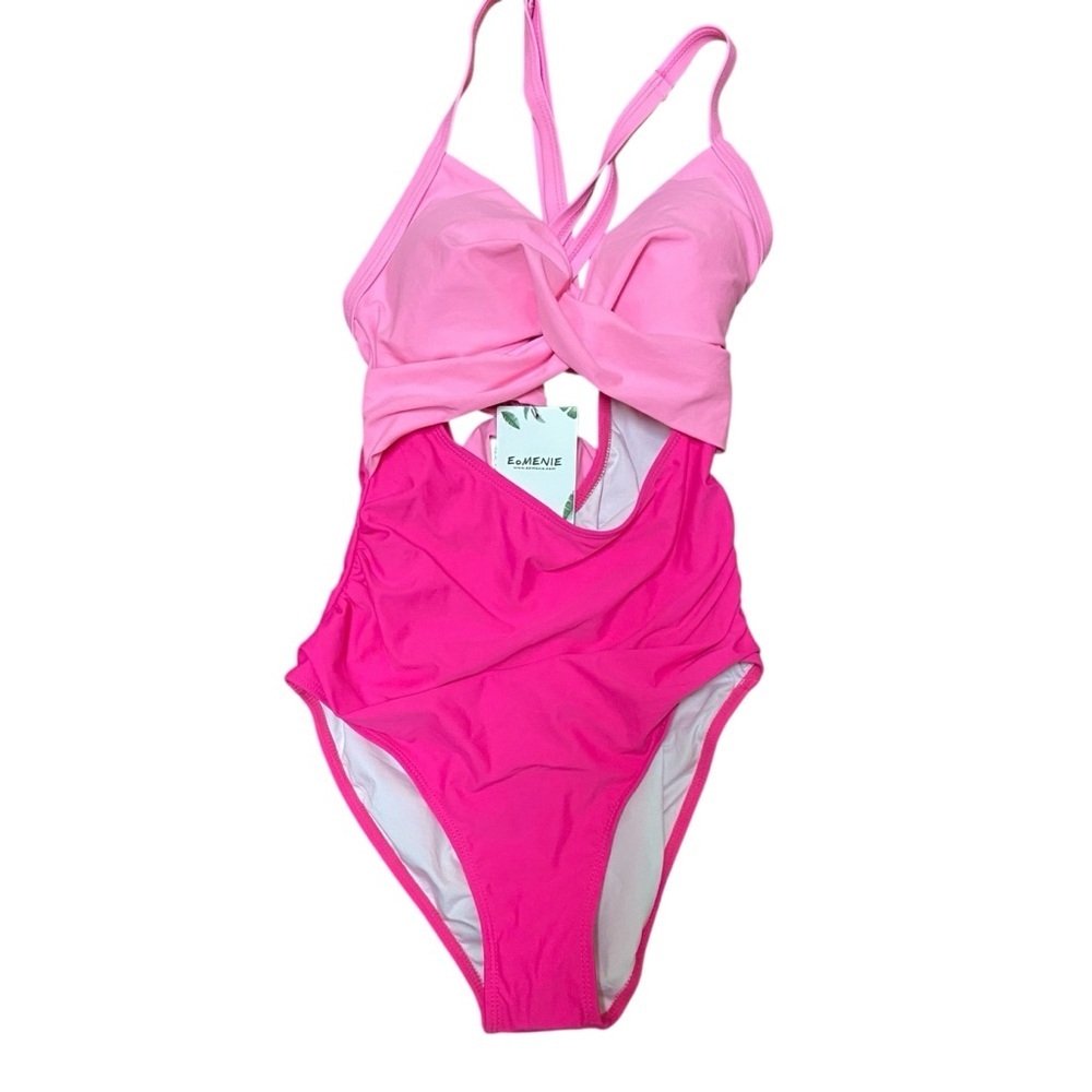 Eomenie Women’s One Piece Swimsuit Size S Pink w/cut out design Padded Summer - Picture 8 of 10